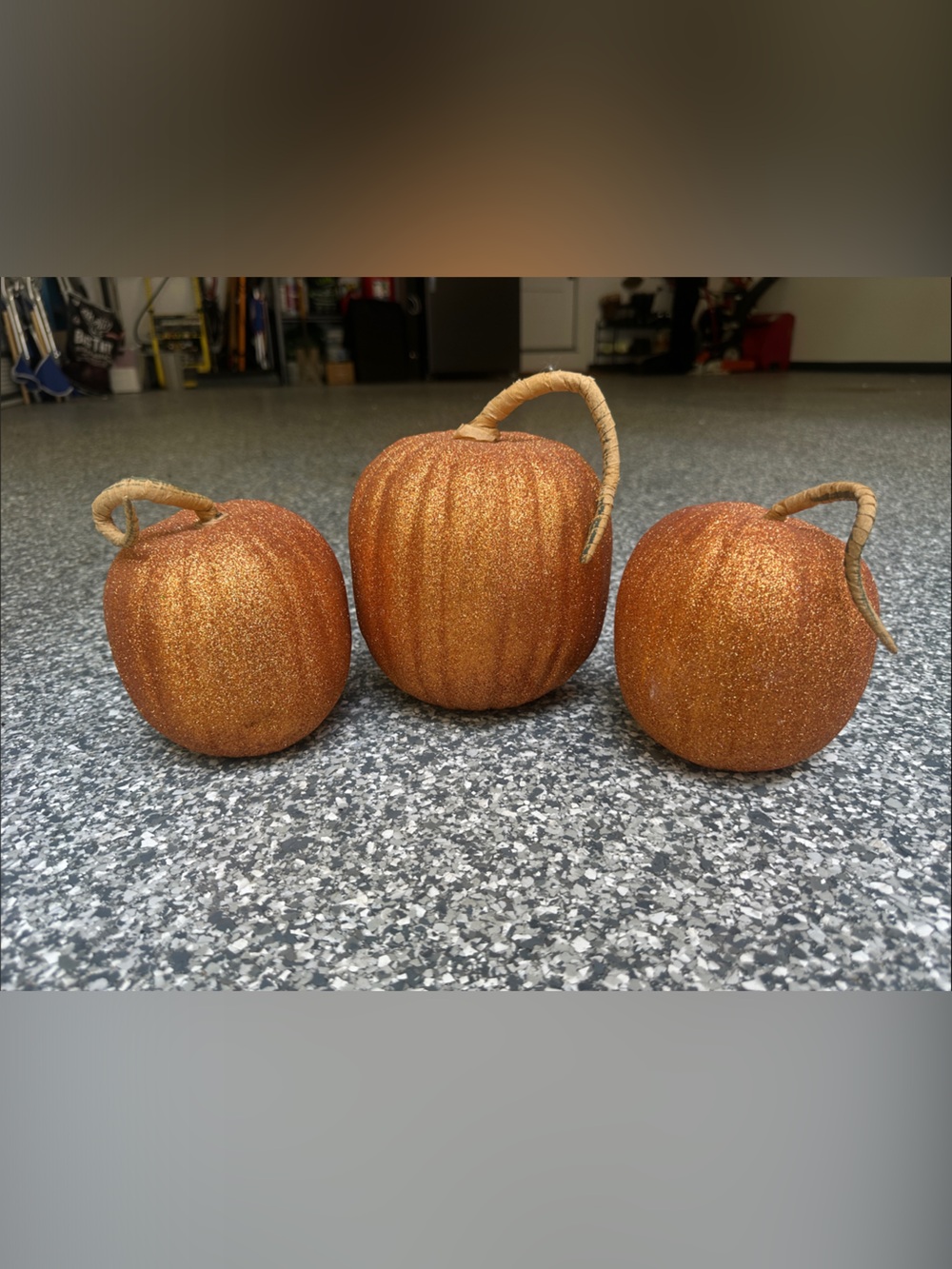 Set of 3 styrofoam glitter pumpkins
